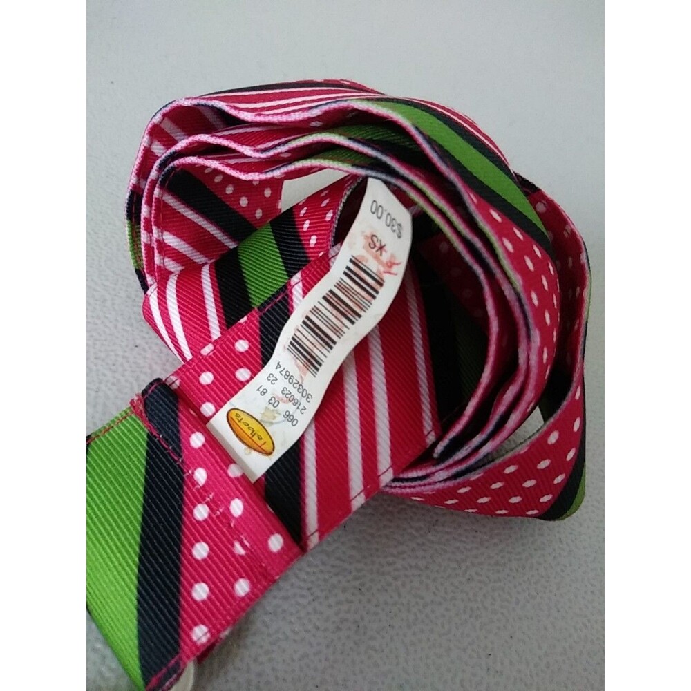 TALBOTS Multicolor Fabric Belt Silver D-Rings Striped Dots Green Red Multi   NWT - Picture 2 of 8